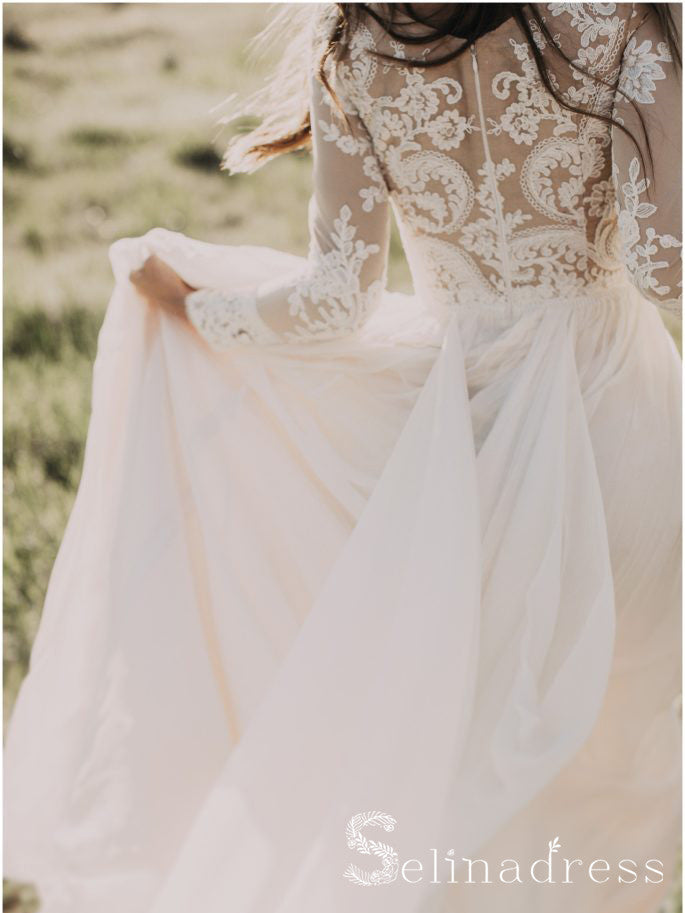 aline long sleeve wedding dress