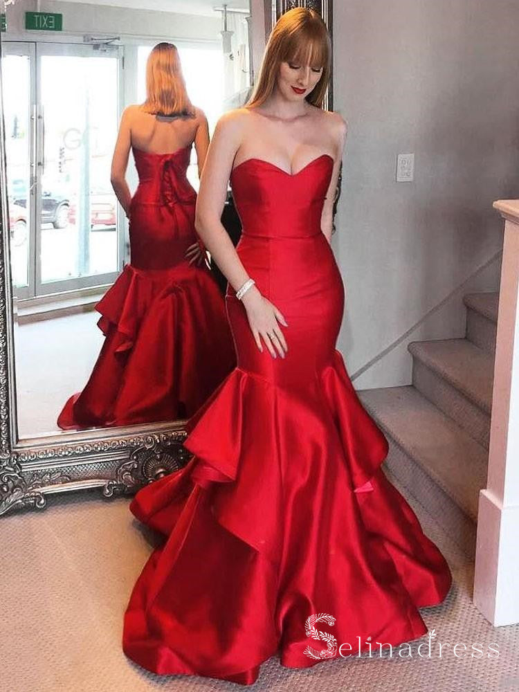 red dinner gown