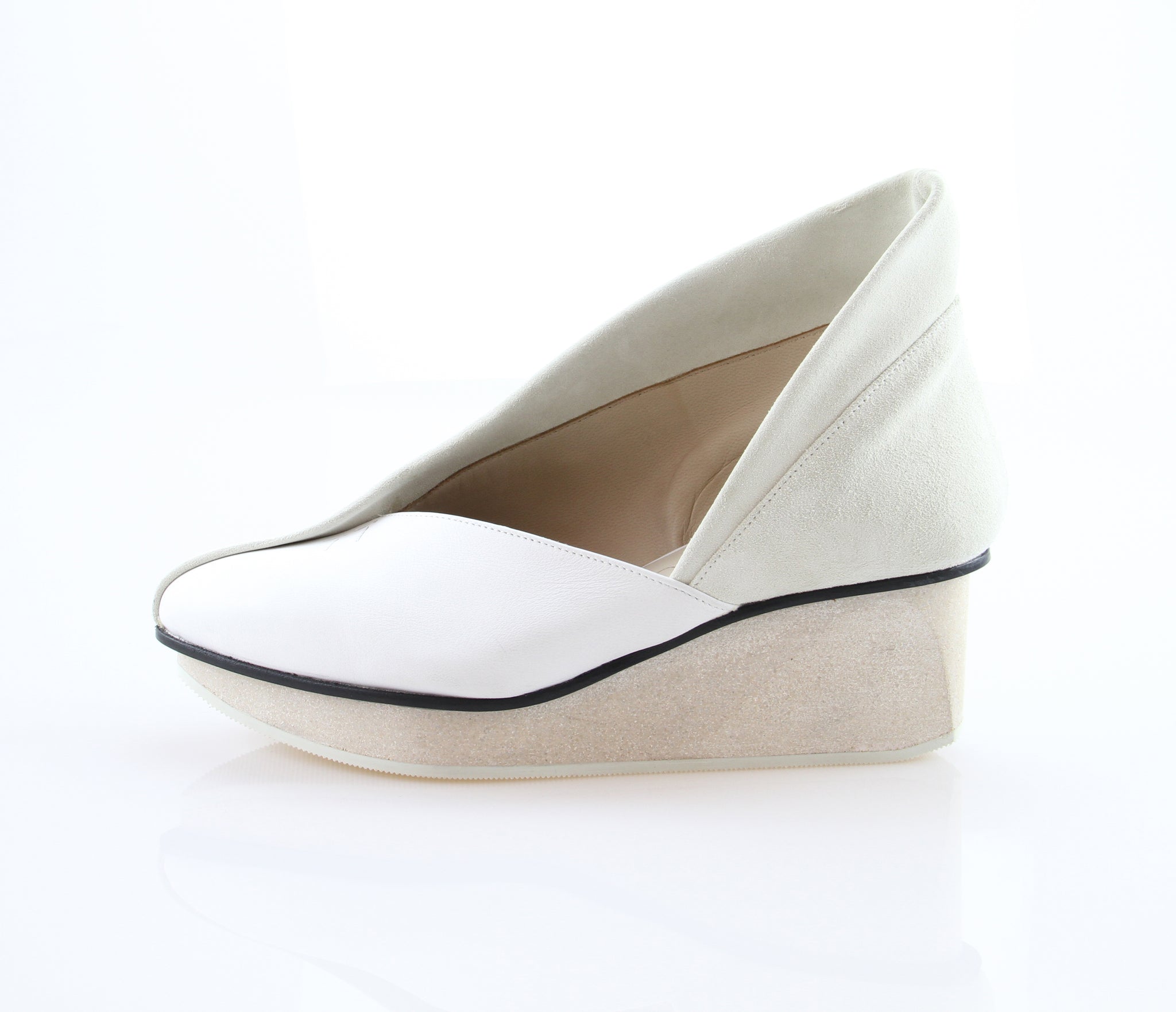 TRIPTYCH WOMEN'S WHITE LEATHER WEDGE SHOE