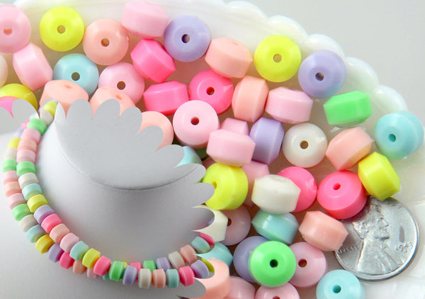 10mm Chunky Candy Color Rondelle Pastel Disc Shaped Faux Candies Acryl