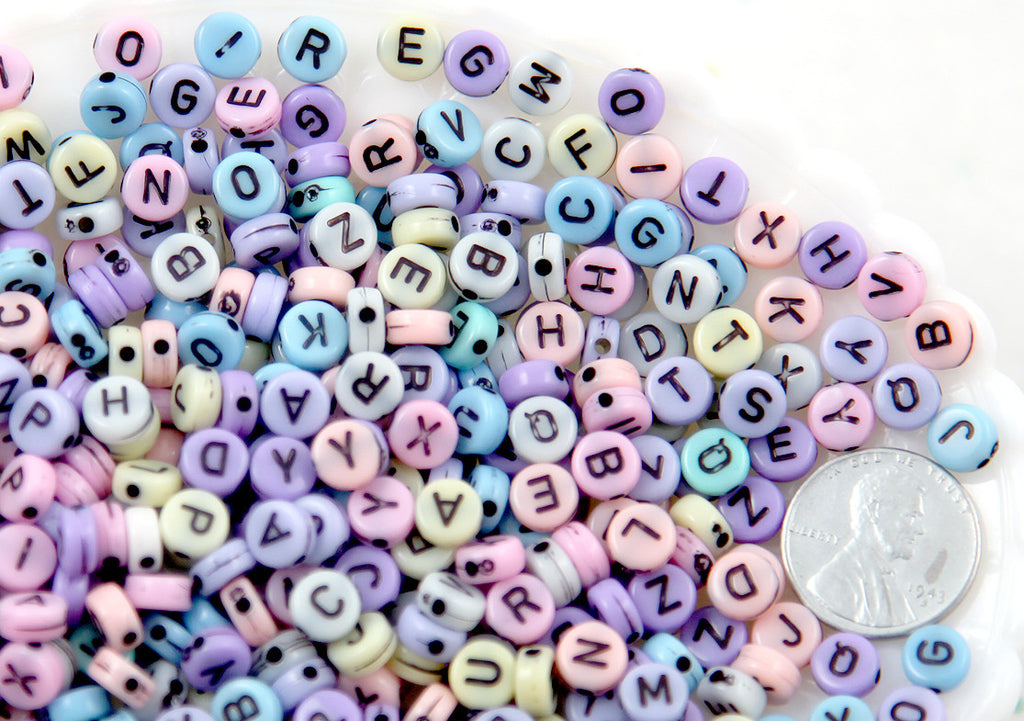 Pastel Letter Beads - 6mm Little Pastel Round Alphabet Acrylic or Resi