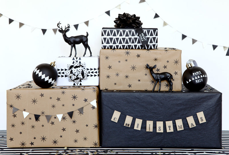 Black and white Christmas gift wrap