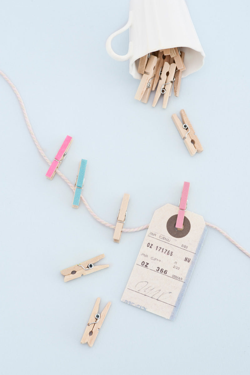 Washi taped wooden pegs