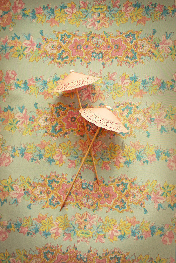 pink doily parasols