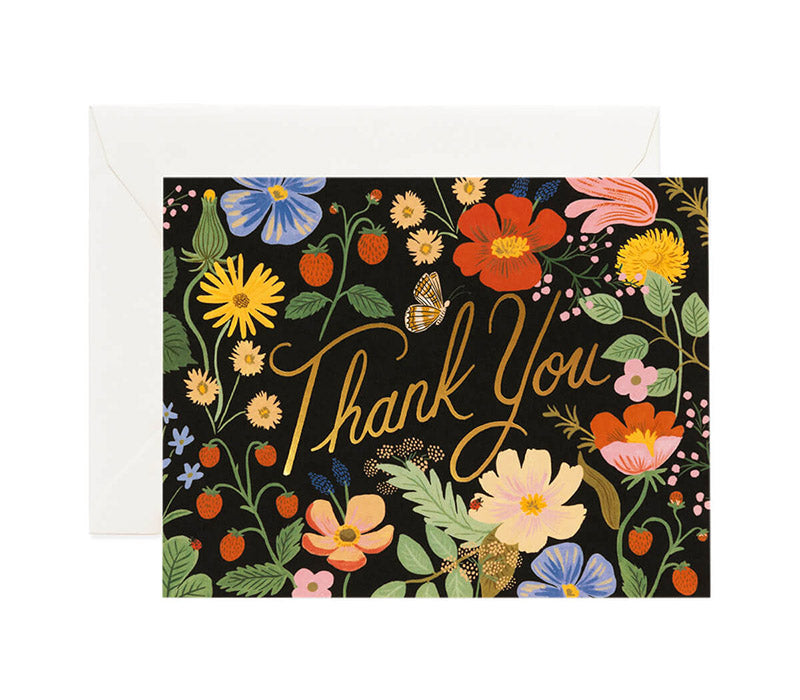 Rifle Paper Co strawberry fields thank you card