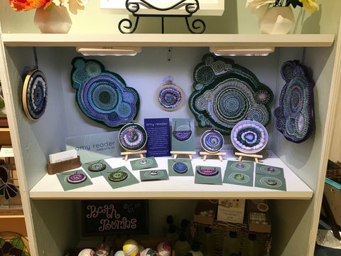 Display of handmade work by Amy Reader at Meraki Handmade in Greensboro, NC