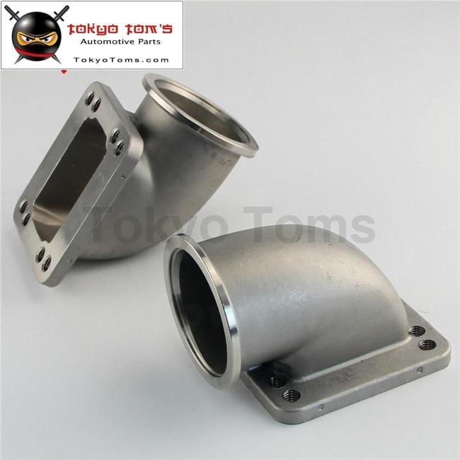 Clamp for T3 T4 Turbocharger PQYRACING 1 Pair 3.5 Vband 90 Degree Cast Turbo Elbow Adapter Flange 304 Stainless Steel 