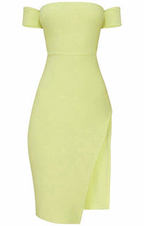 Lime Cuff Detail Split Side Midi Dress - Jennifer