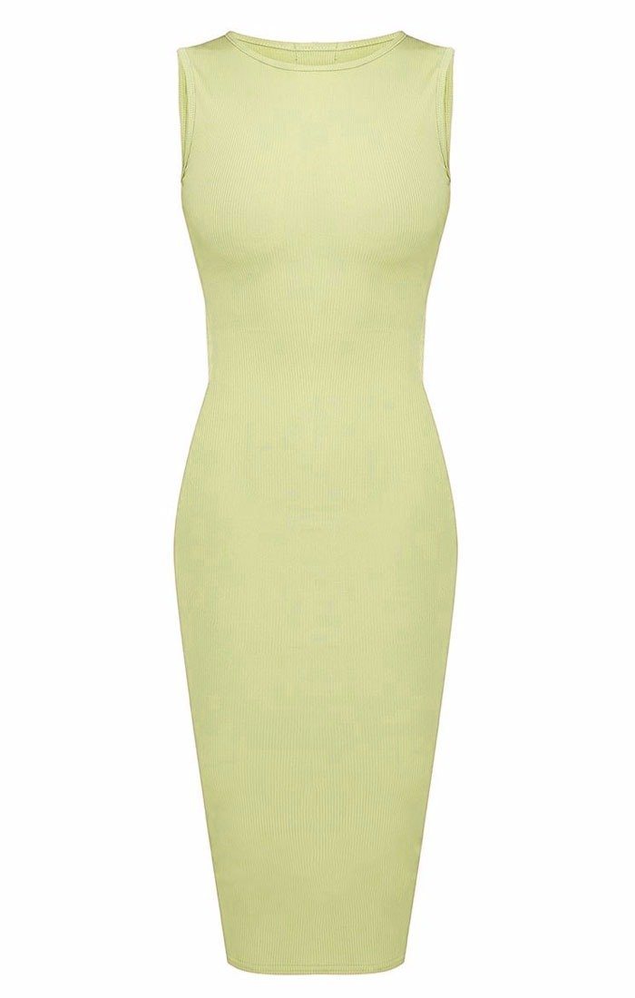 Lime High Neck Bodycon Midi Dress - Lucy