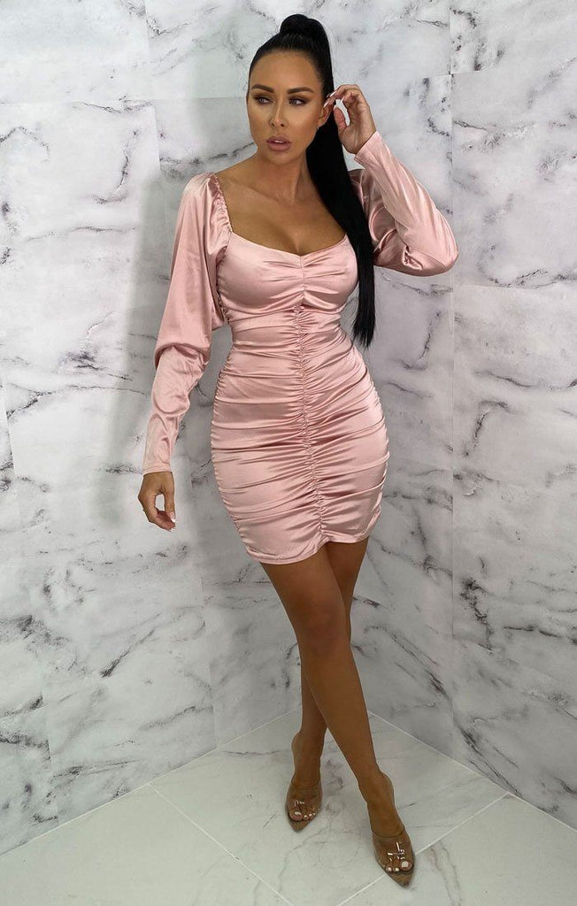 pink satin dress