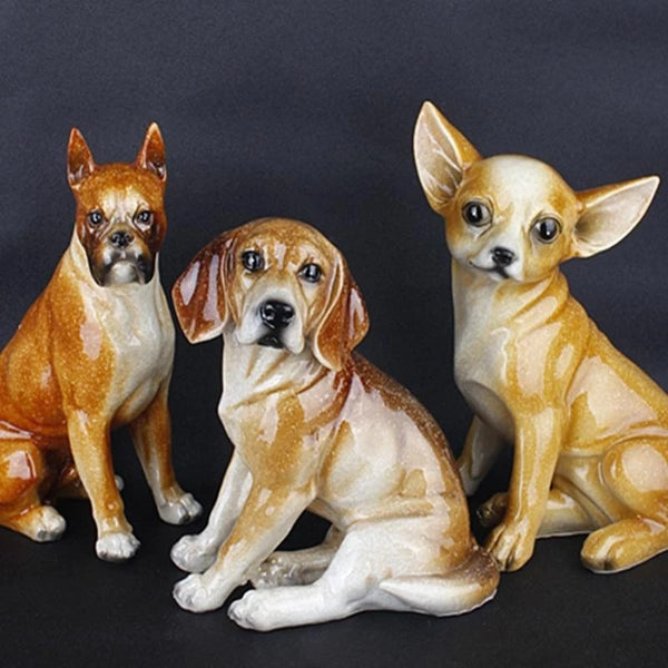 Image of Beagle Statue, Boxer Statue and Chihuahua Statue made of resin