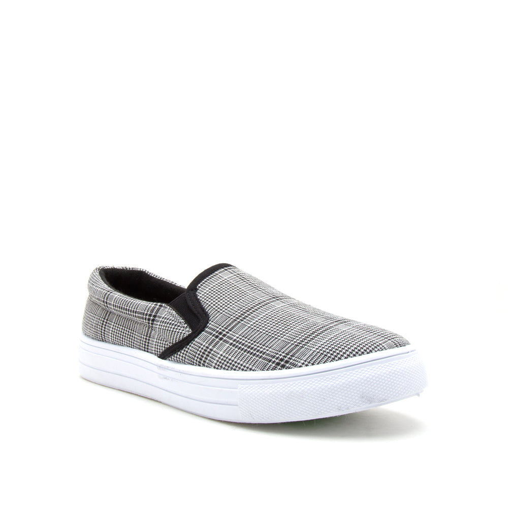 plaid slip on sneakers