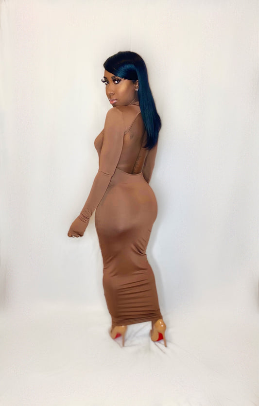 Brown Backless Dress