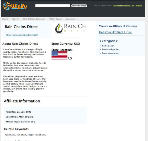 rain chain affiliate