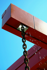 chain on contemporary orange metal house