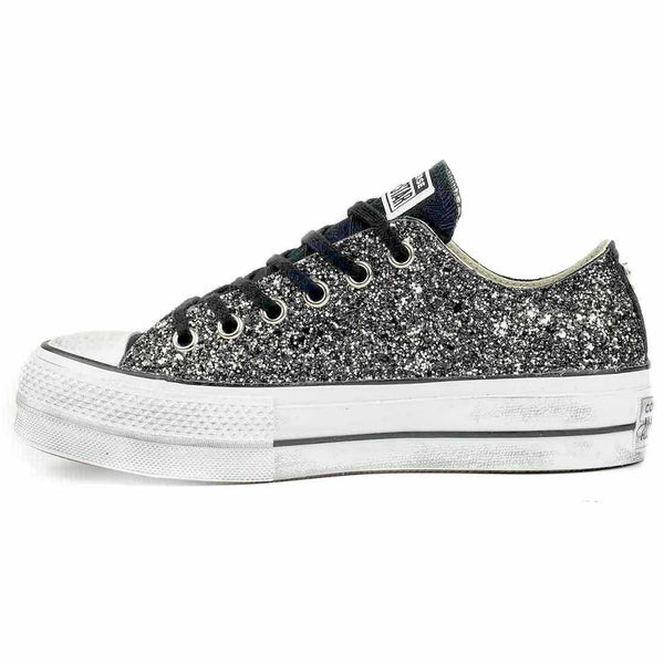 Converse Brillantini Nere Basse - Platform | Spedizione GRATIS 24h