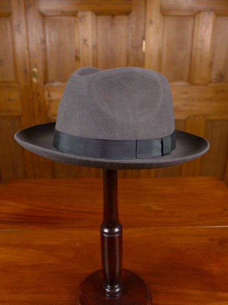 NEW DENTON HAT HAND MADE GREY WOOL FELT TRILBY 62 CMS