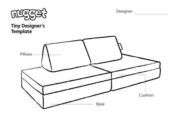 Nugget Tiny Designer's Template PDF with Pillows, Base and Cushion to color in