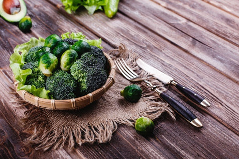 Plate of broccoli and Brussels sprouts