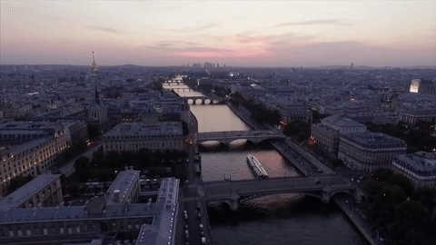 aerial view of the seine in paris france