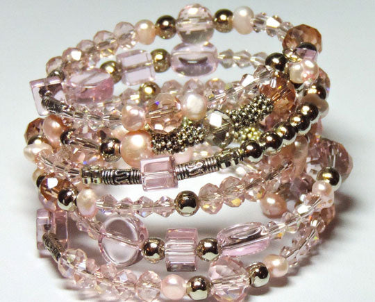 pink and silver beaded bracelets