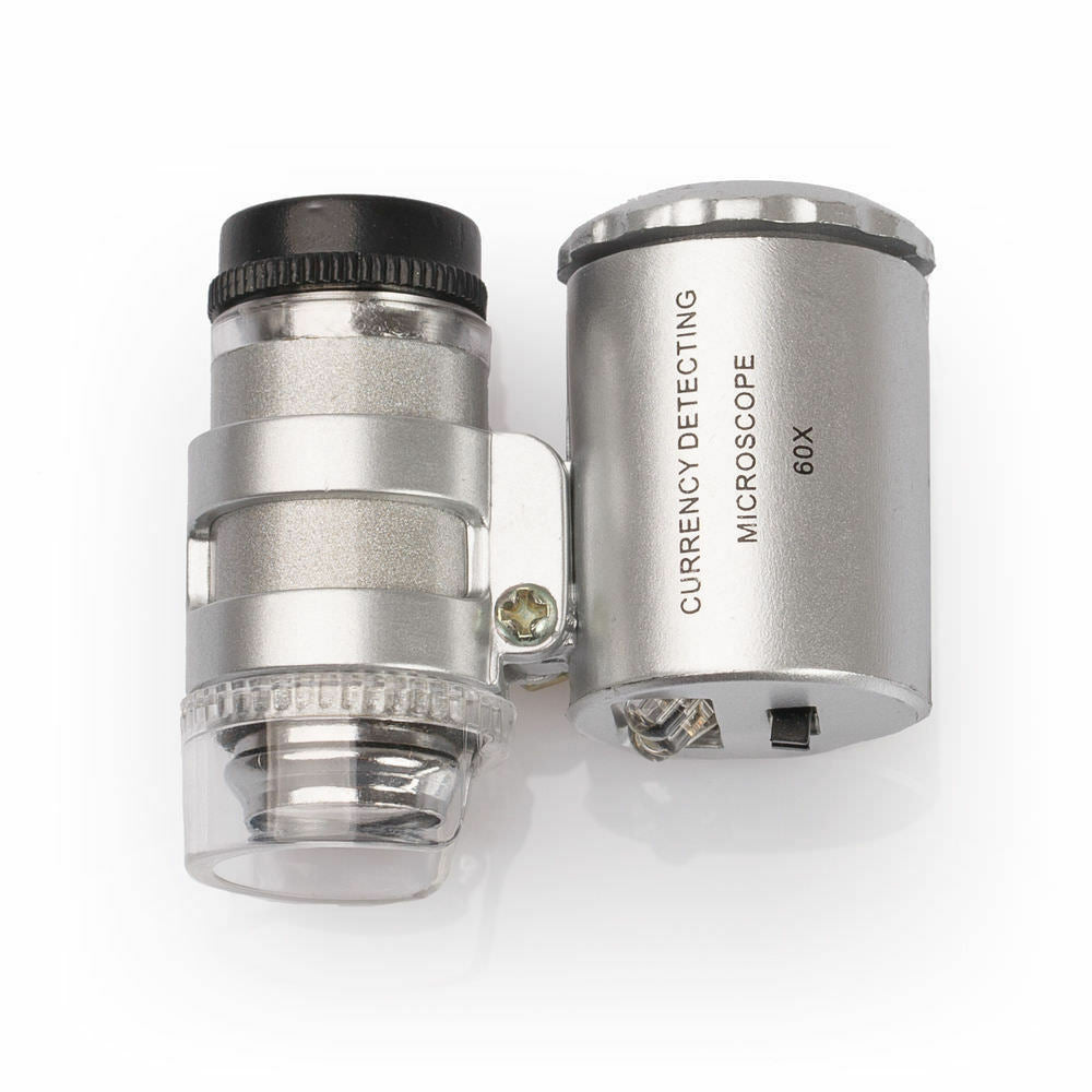 60x LED Lupe Mikroskop Taschenmikroskop Taschenlupe Juwelierlupe UV Schmuck . 