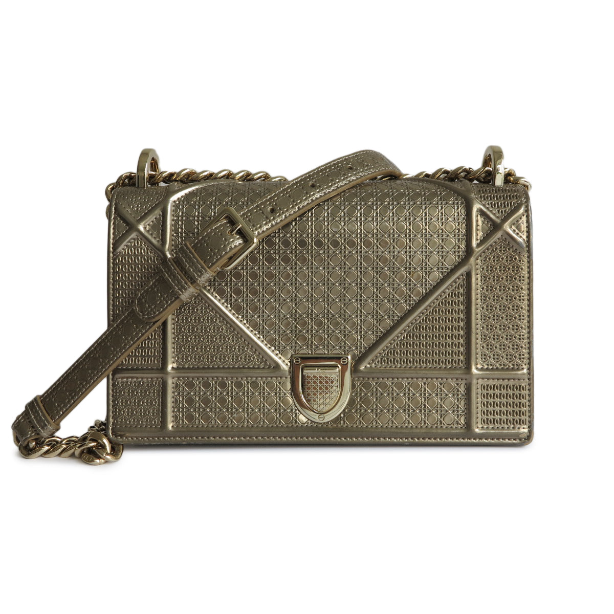 DIOR Small Diorama Bag in Gold Micro 