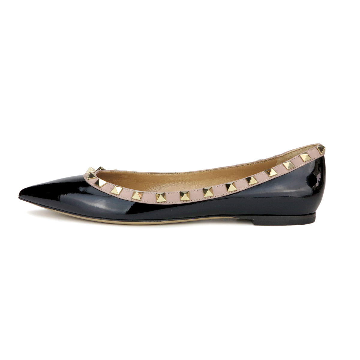 Idol Junction Mindre end VALENTINO Rockstud Flats in Black Patent Leather | Dearluxe