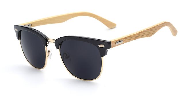 Gafas de Sol de Bambú Hombres Mujeres Espejo Lentes Anteojos de Sol de – Fashion