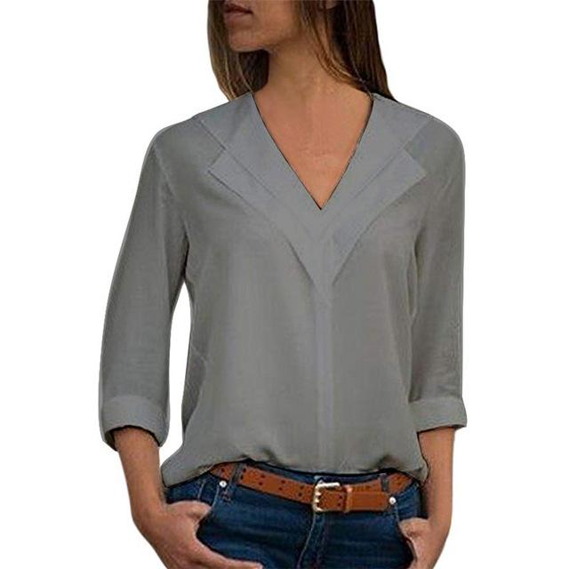 Silenciosamente lápiz Altitud Blusa Sencilla Varios Colores Elegante Casual Mujer Dama Cuello V Ofic – Te  Quiero Fashion