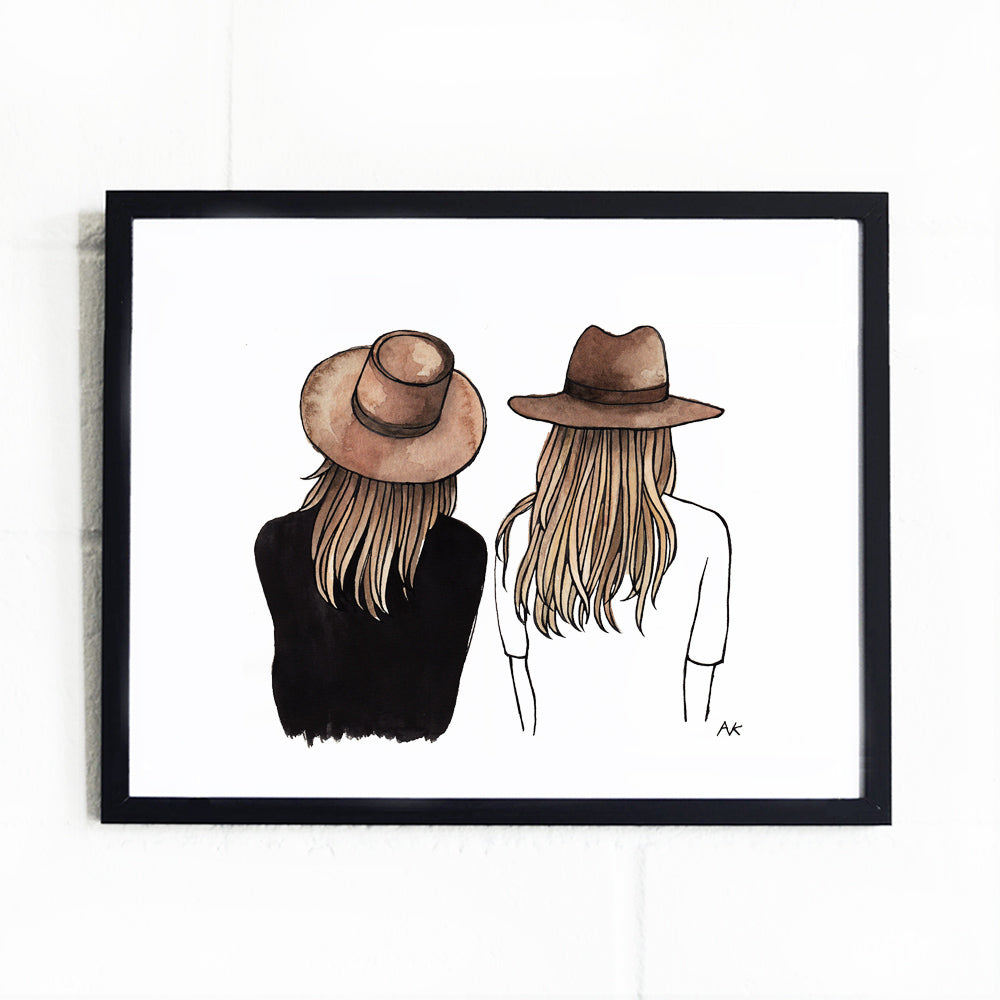 Two Hat Girls Best Friend Art Print – akrDesignStudio