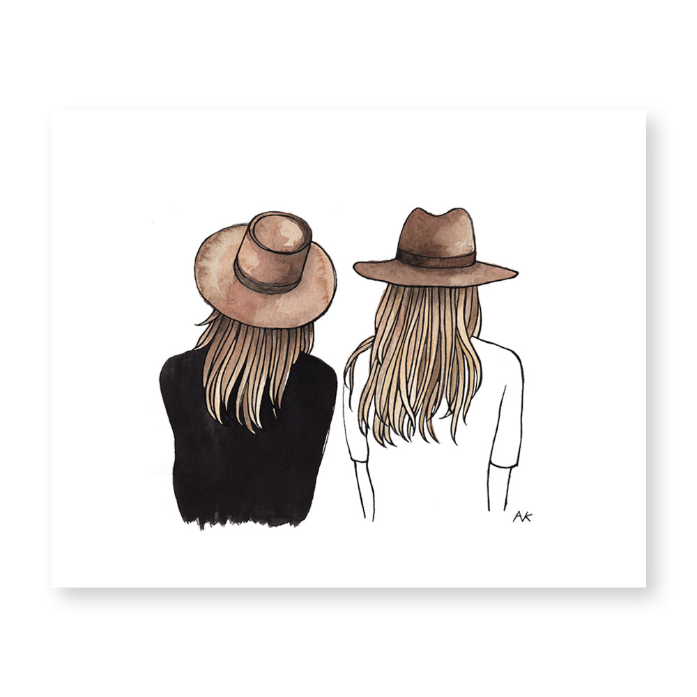 Two Hat Girls Best Friend Art Print – akrDesignStudio