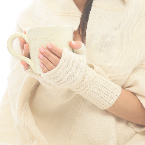 Hand knit 100% baby alpaca fingerless gloves