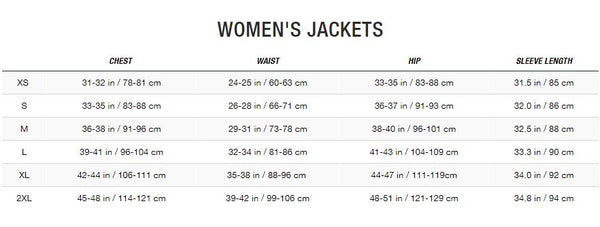 Size Chart North Face Women S Jackets