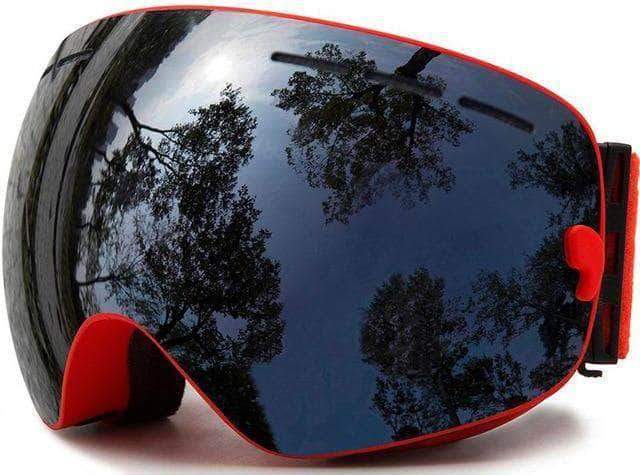 red snow goggles