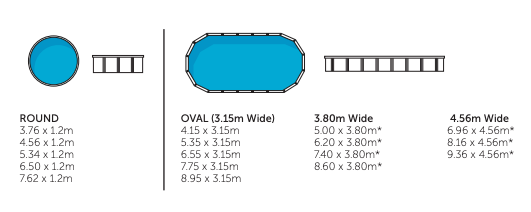 a diagram of a swimming pool with measurements