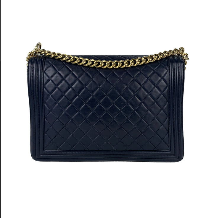 Chanel Jumbo Boy Bag with Blue Quilted Lambskin