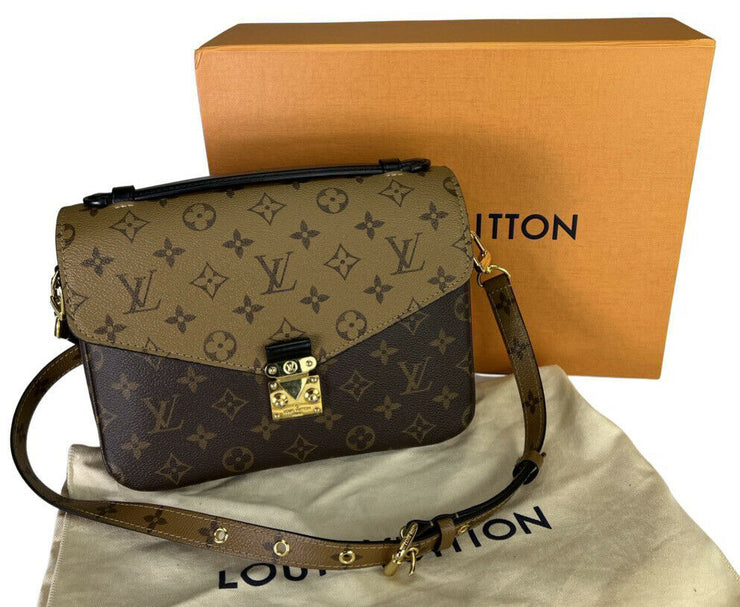 Louis Vuitton Pochette Metis Handbag with Reverse Monogram Canvas