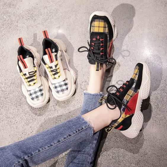 Hot Trend Color Block Grid Sneaker 