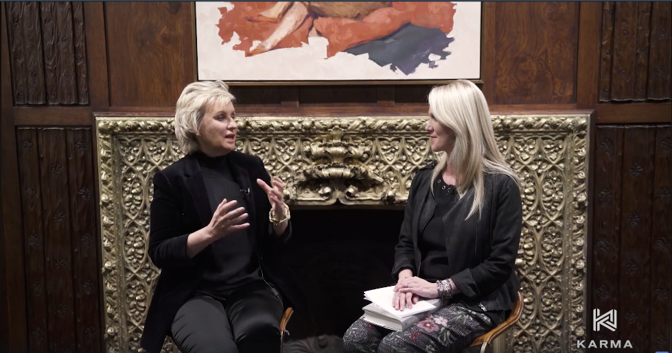 Still from Tamara Laine's interview with Tina Brown at Hayward House
