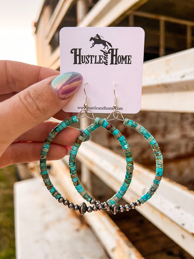 Turquoise Navajo Pearl Hoops