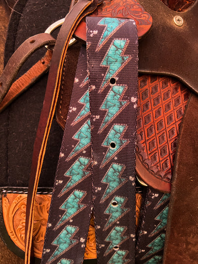 Turquoise Bolts Print Cinch Strap Set