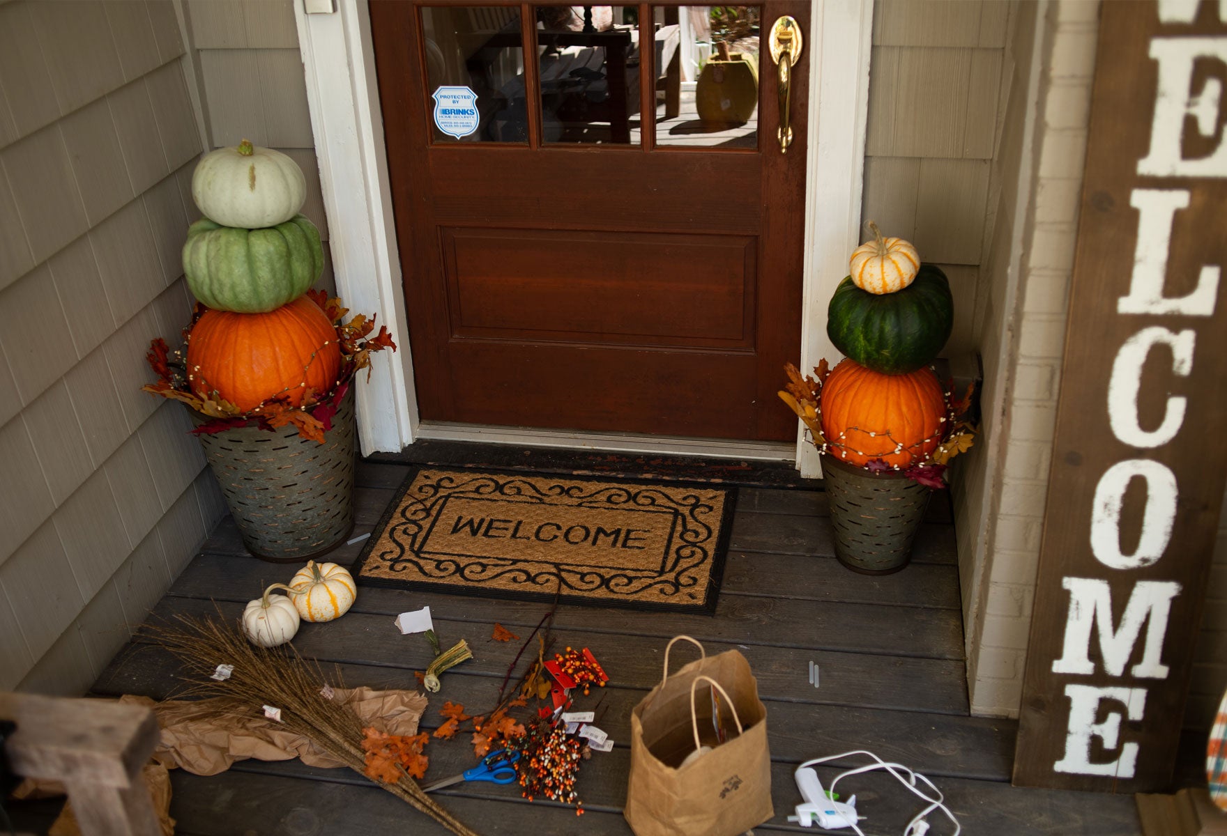 Fall Porch Pumpkin Tower - Completed!