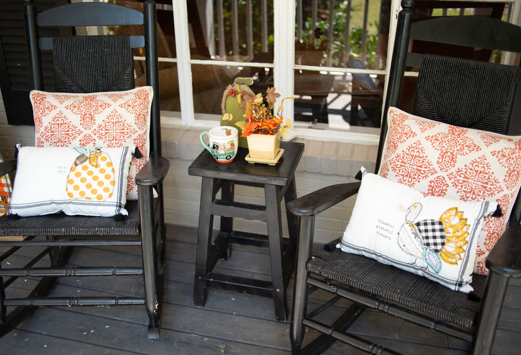 Porch Rocking Chairs with Great Fall Decor