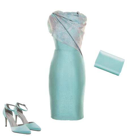 turquoise silk wedding guest outfit summer wedding mother of the bride