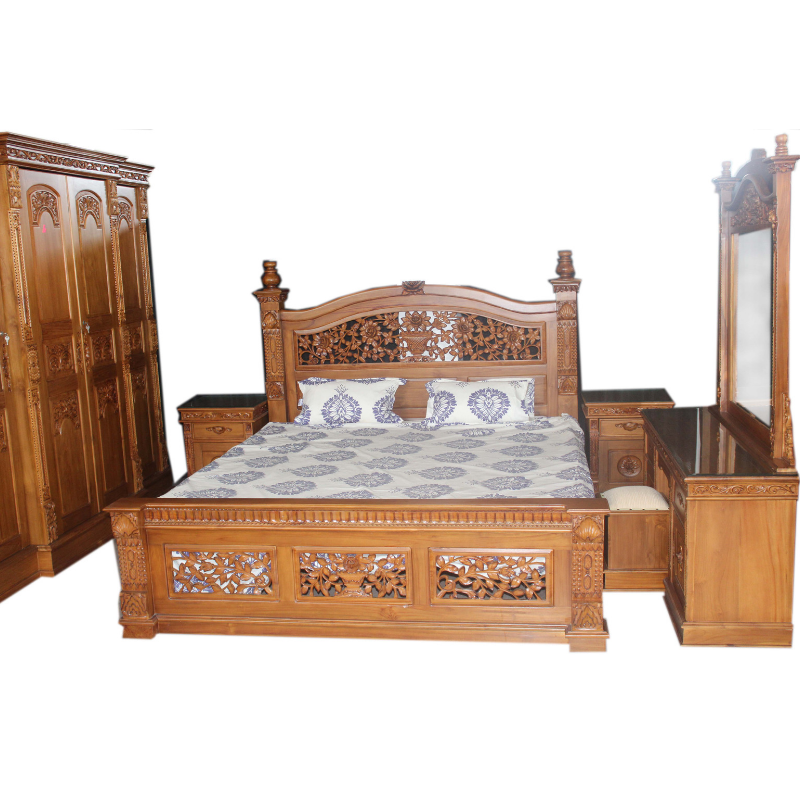 Antique Style Teak Wood Bedroom Set 01