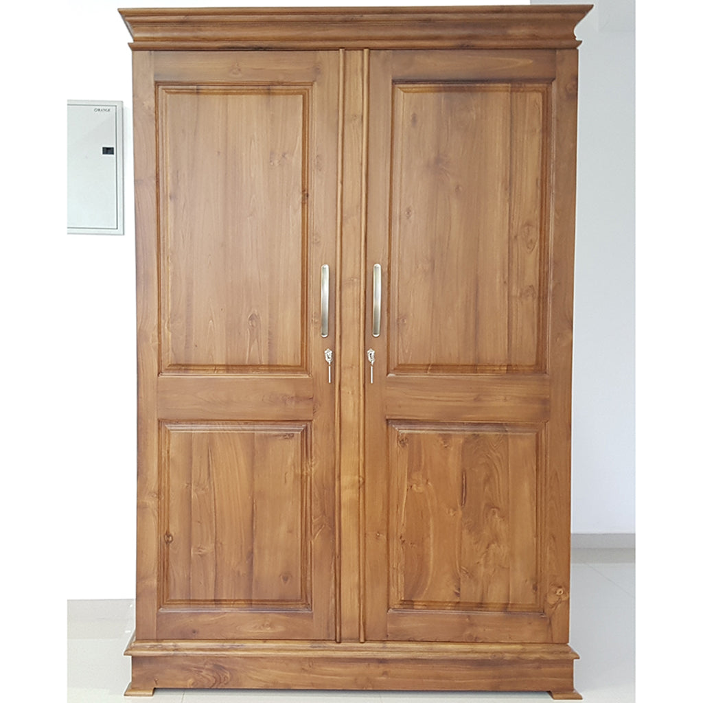 Two Doors Brown Color Teak Wood Wardrobe 6