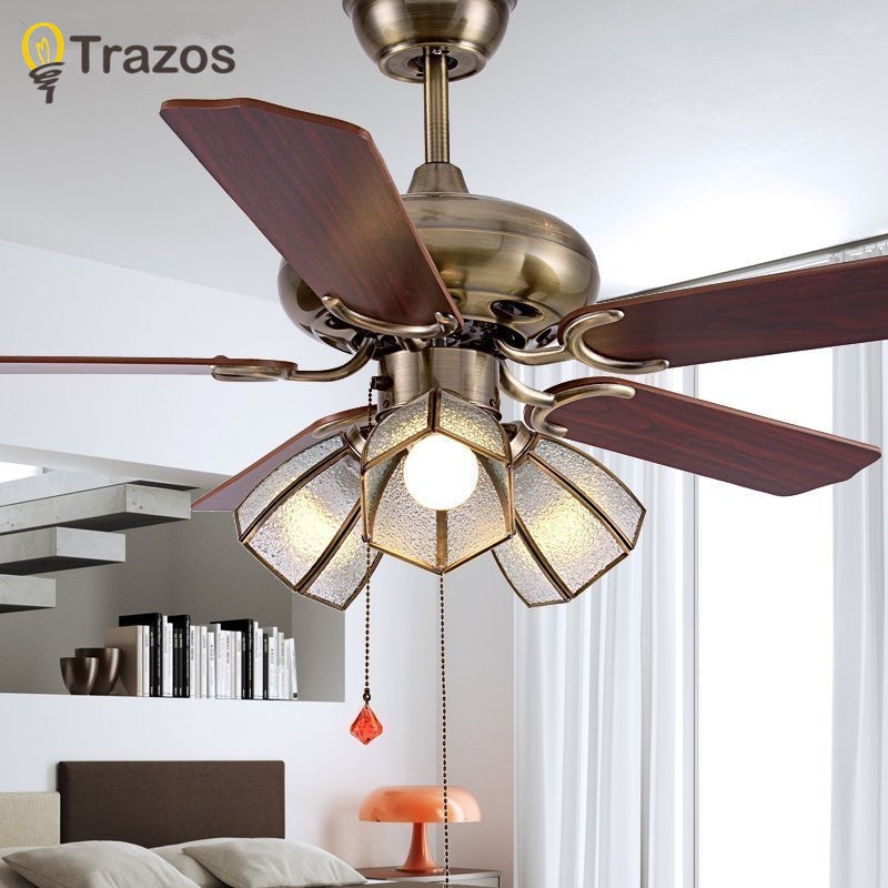 Trazos 42 Inch European Modern Retro Ceiling Fans Light Fan 220 Volt Fan