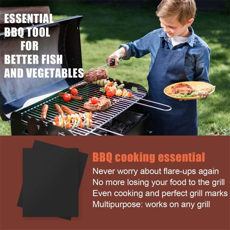3 Pieces Reusable Non-Stick BBQ Grill Mat - Shop For Gamers