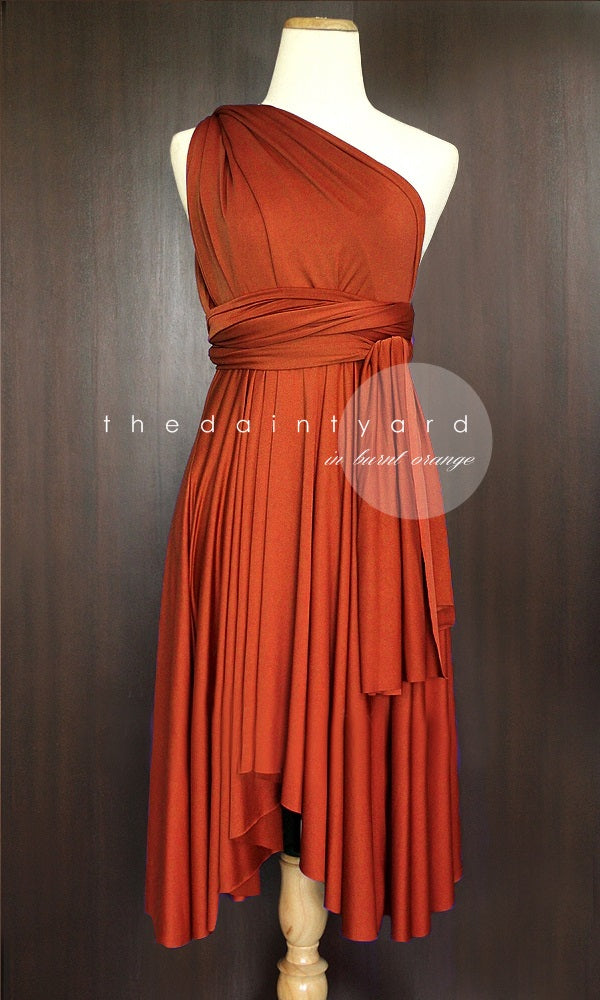 burnt orange cocktail dress